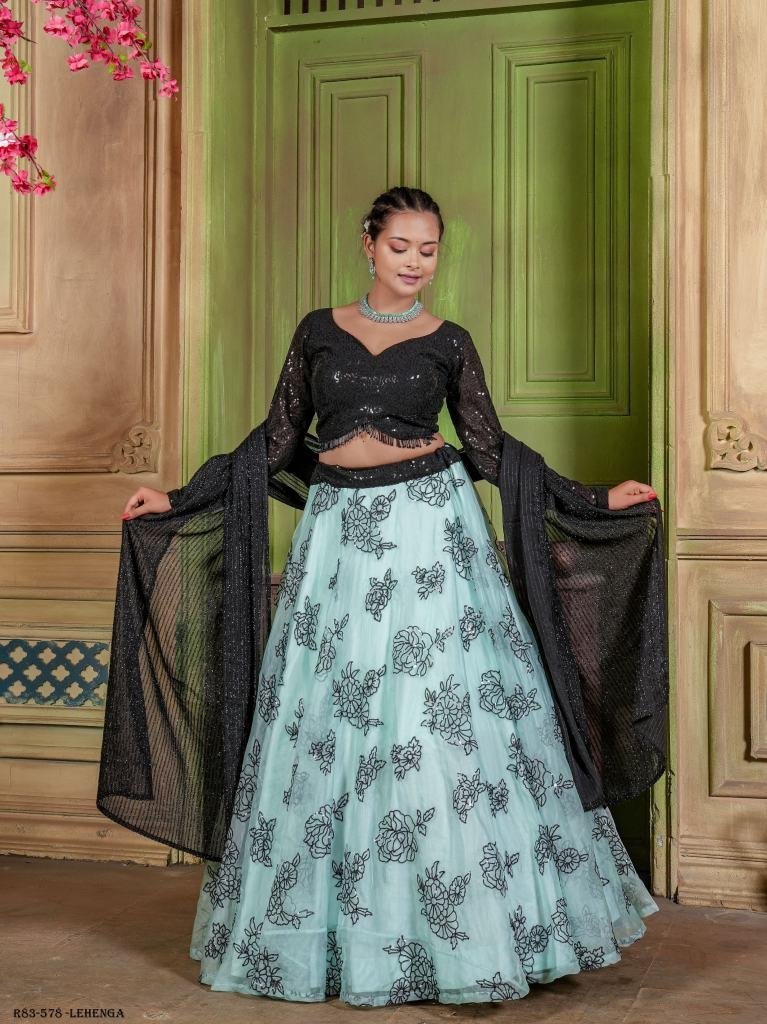 function wear flower printed o 1718876466 Function Wear Flower Printed Organza Lehenga choli