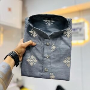 Function Wear Grey Sequence Work Men Kurta With Pajama