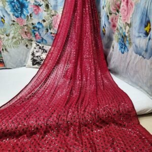 Function Wear Red Heavy Dual Sequins Embroidery Work Sarees