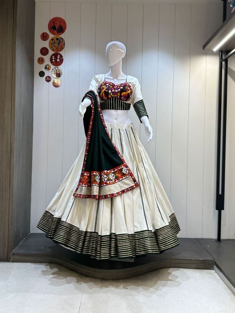 gamthi work white and black ch 1748688934 Gamthi Work White And Black Chaniya Choli