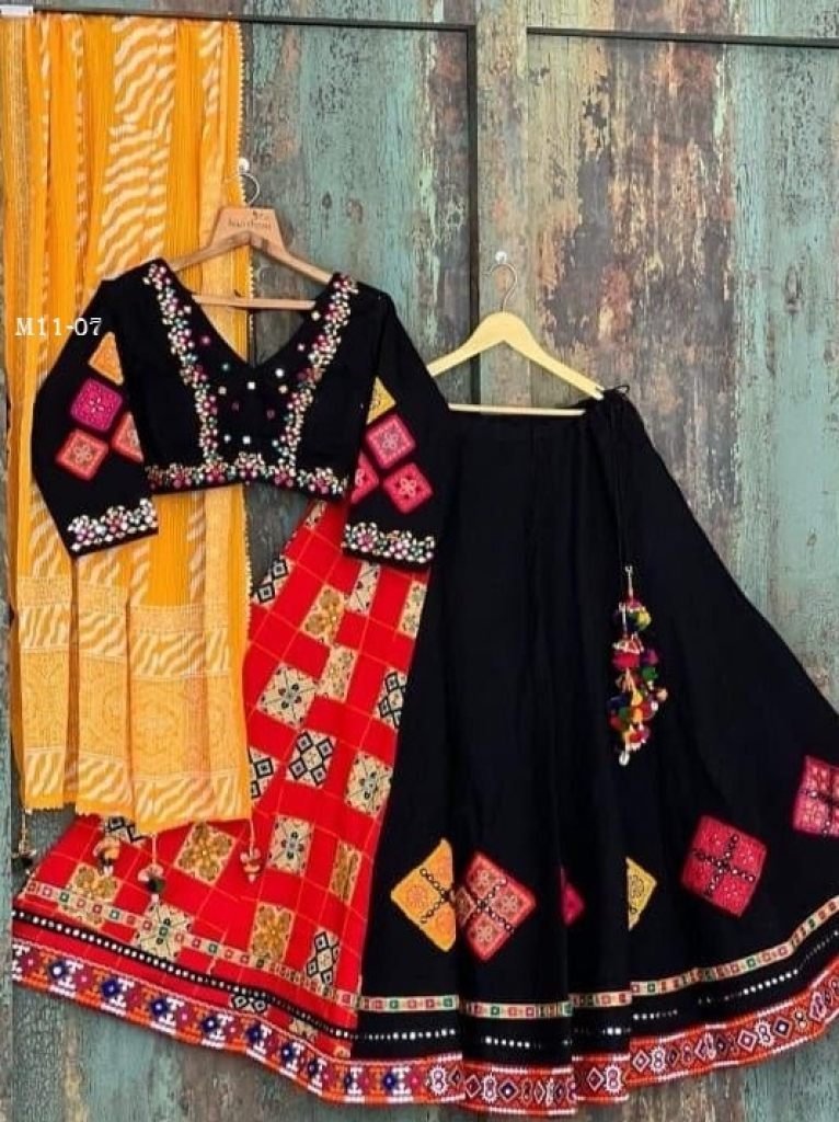 garba day special digital prin 1717761860 Garba Day Special Digital Printed Crepe Semi Stitched Lehenga Choli