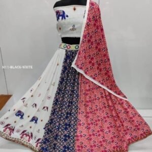 Garba Special Digital Printed Crepe Semi Stitched Lehenga Choli