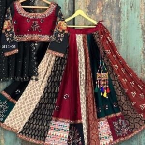 Garba Special Mix Digital Printed Crepe Semi Stitched Lehenga Choli