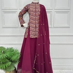 Georgeous New Maroon Lehenga Koti With Dupatta