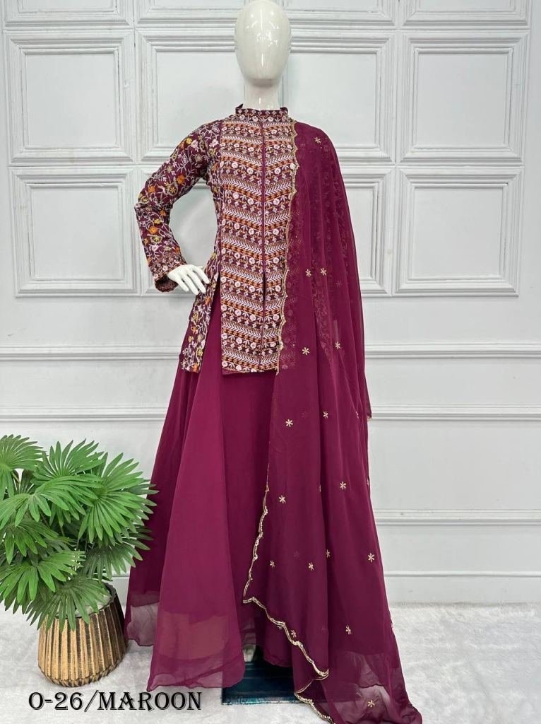 georgeous new maroon lehenga k 1721825155 Georgeous New Maroon Lehenga Koti With Dupatta