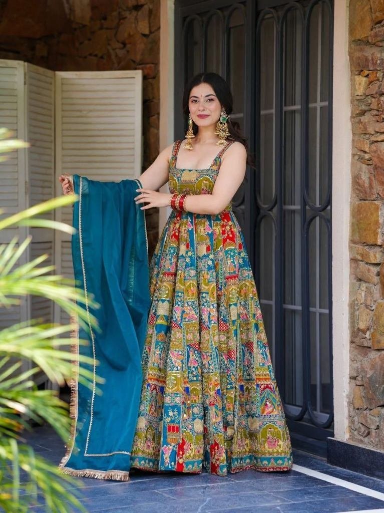georgette anarkali jimmy choo 1749030946 Georgette Anarkali Jimmy Choo Gown With Dupatta