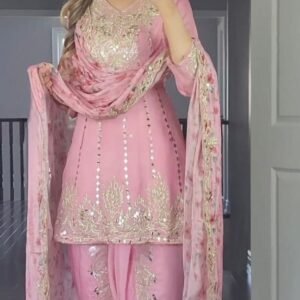 Georgette Baby Pink Dhoti Salwar Suit