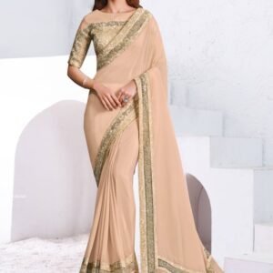 Georgette Cream Saree Collection By Mahotsav