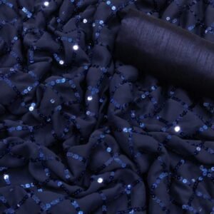 Georgette Dark Blue Embroidery Sequence Work Saree