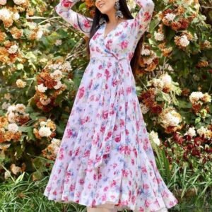 Georgette Printed White Color Midi Dress