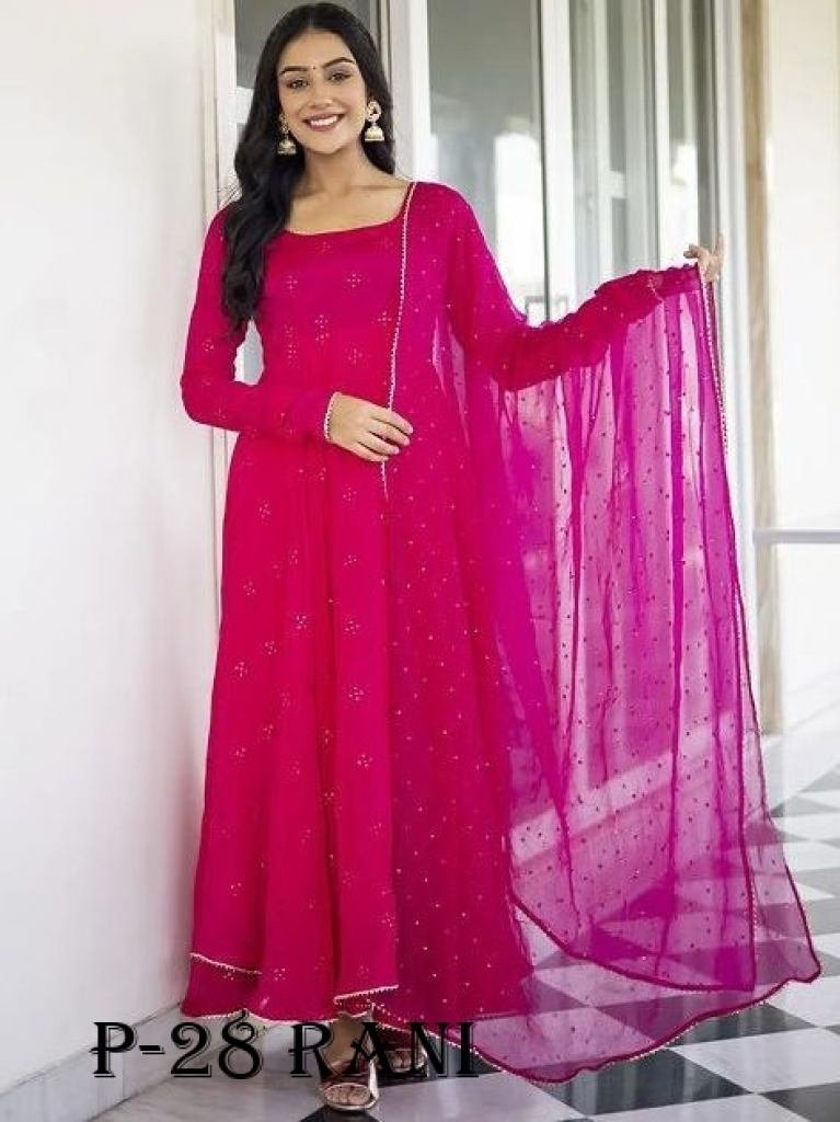 georgette rani mirror kurti wi 1718349522 Georgette Rani Mirror Kurti With Dupatta Set