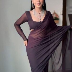 Georgette Silk chocolate Colour Saree