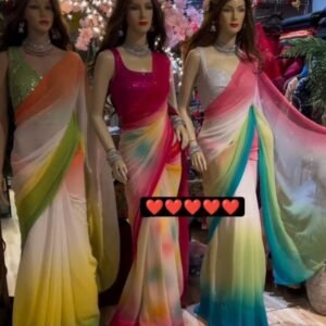 Georgette Siroski Diamond Saree With Ready Made Blouse