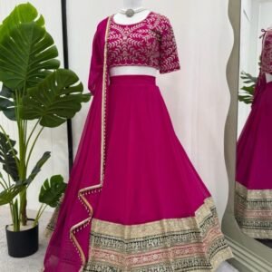 Georgette Thread Sequence Work Pink Lehenga Choli