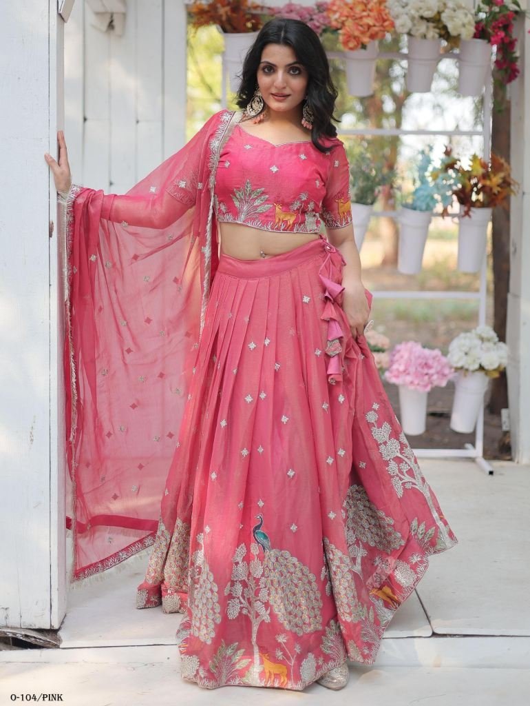 gold coin embroidered pink leh 1725270169 Gold Coin Embroidered Pink Lehenga Choli