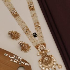 Gold Color Rajwadi Matte Gold Necklace Set