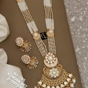 Gold Plated South Indian White Choker Necklace