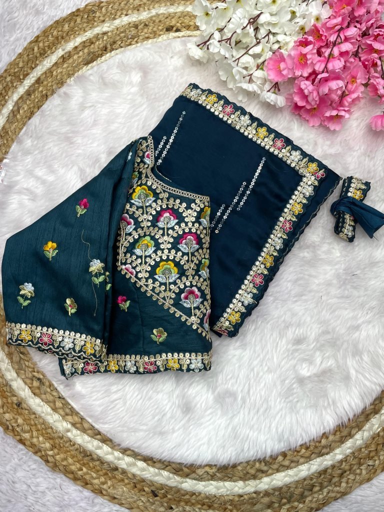 gorgeous rama sarees with stit 1733392836 Gorgeous Rama Sarees With Stitched Blouse