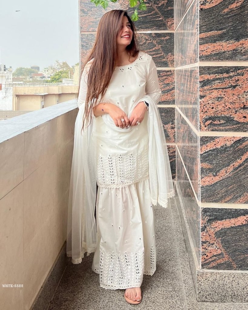 gorgette embroidery work fours 1712993036 Gorgette Embroidery work Fourside lace broder Sharara suit