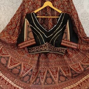 Gota Patti Lace Work Brown Cotton Lehenga