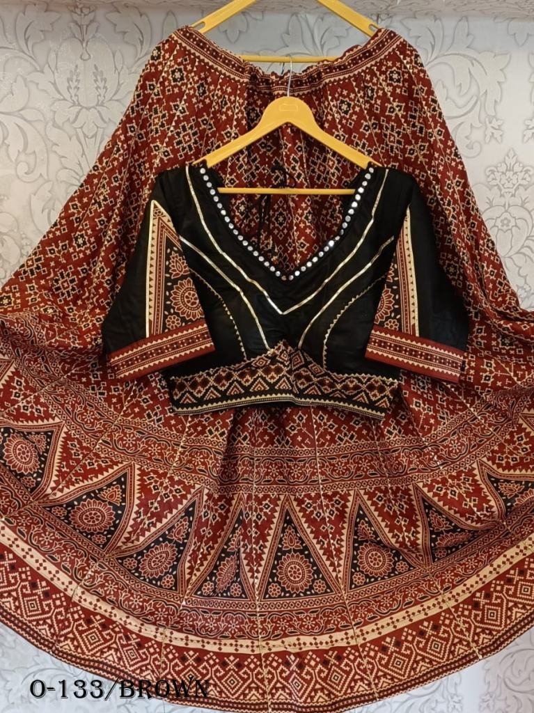 gota patti lace work brown cot 1726056808 Gota Patti Lace Work Brown Cotton Lehenga