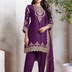 Graceful Embroidered Faux Georgette SemiStitched Dress Material