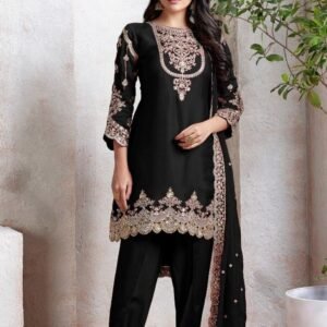 Graceful Embroidered Faux Georgette SemiStitched Dress Material