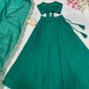 Graceful Rama Flowy Lehenga Set With 8mtr Flair