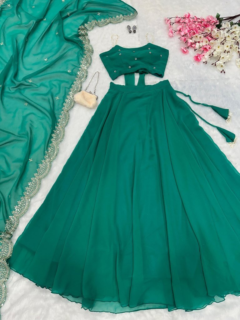 graceful rama flowy lehenga se 1737540070 Graceful Rama Flowy Lehenga Set With 8mtr Flair