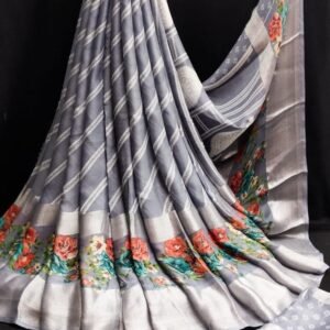 Gray Pure Moss Georgette Sarees
