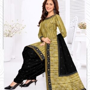 Green And Black Pure Cotton Readymade Printed Patiala Suits