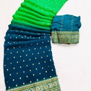 Green and Navy Blue Color Heavy Georgette Saree With foil print