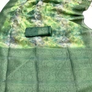 Green Classic Printed Pure Smooth Chanderi Silk Saree