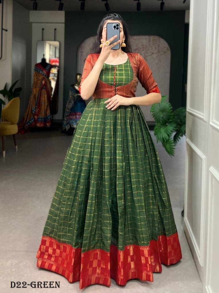 green color zari weaving work 1717838168 Green Color Zari Weaving Work With Zari Chex Wedding Dress