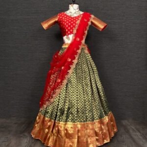 Green Designer Jacquard Banarasi Silk Lehenga