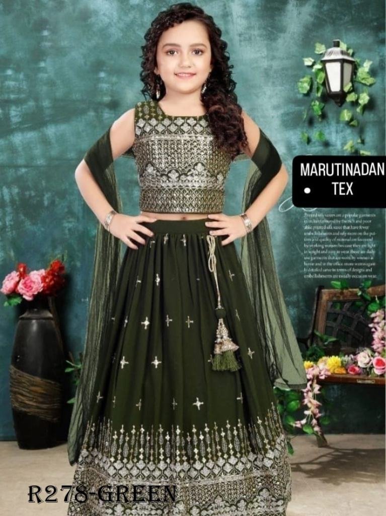 green designer kids girls geor 1725612599 Green Designer Kids Girls Georgette Lehenga choli