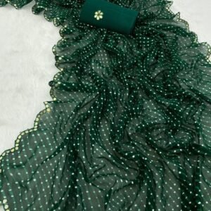 Green Regular Wear Leriya Bandhani Print Georgette Saree