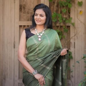 Green designer rich pallu with jacquard work cotton saree