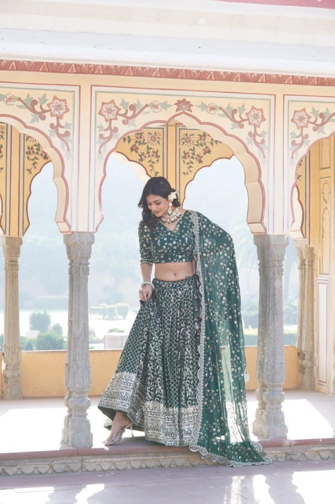 green elegance lehenga choli s 1732785492 Green Elegance Lehenga Choli Set