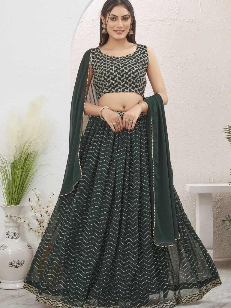 green georgette readymade lehe 1714537301 Green Georgette Readymade Lehenga Choli for Mehendi Function