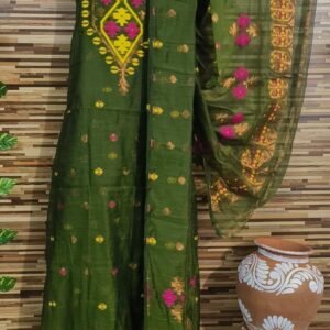 Green Latest Dhakai Jamdani Two Piece Dress Material