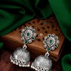 Green Oxidized Earrings Set