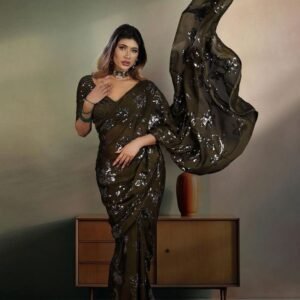 Green Party Wear Rangoli Silk 5 MM Sequence Saree