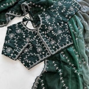 Green Party Wear Sequins Kumkum Silk Saree