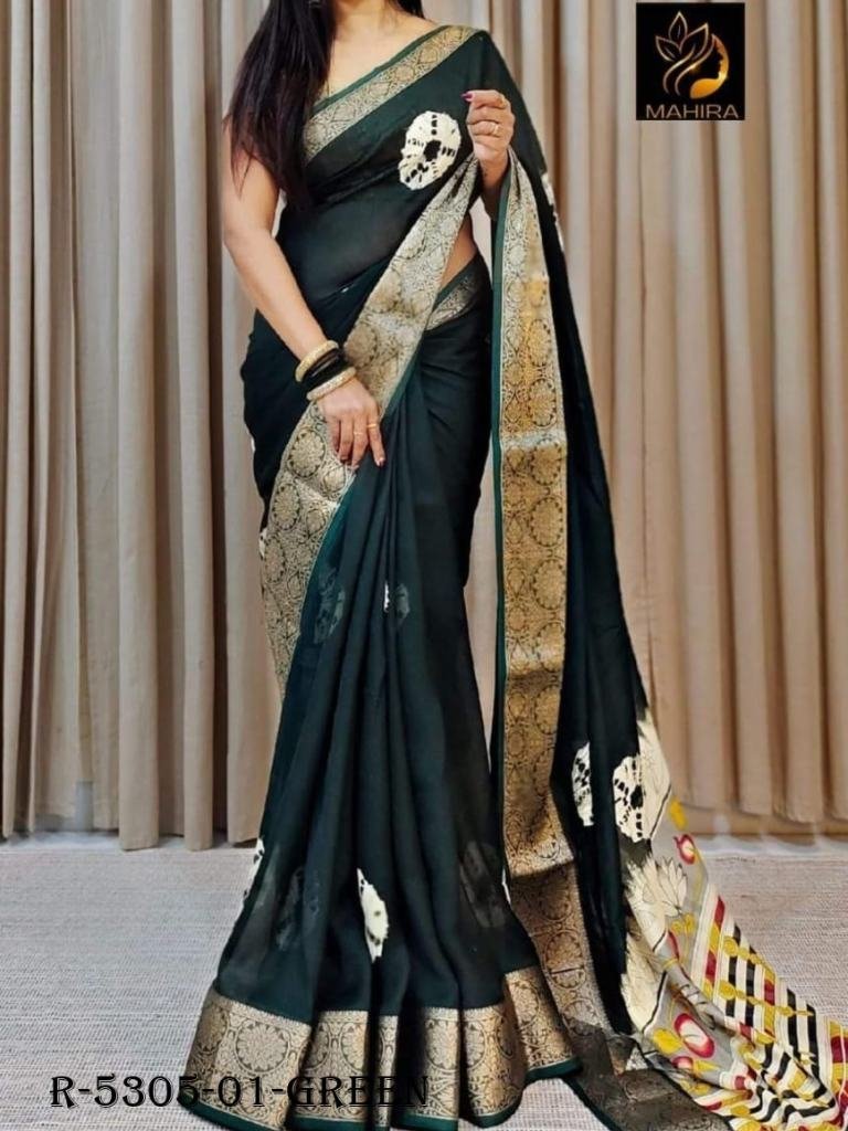 green shibori kalamkari dola s 1717492872 Green Shibori Kalamkari Dola Silk Saree