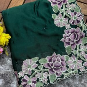 Green Soft Rangoli Silk Embroidery Saree