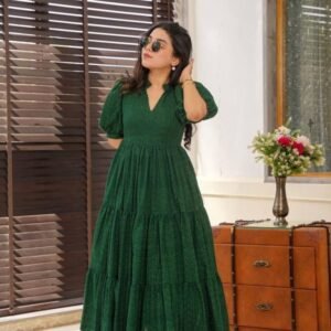 Green Stylish Casual Western One Piece Dress