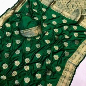 Green Wedding Zari Border Soft Silk Saree