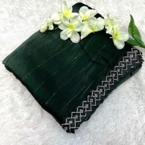 Green Zimmy Choo Burberry Sequence Silk Saree