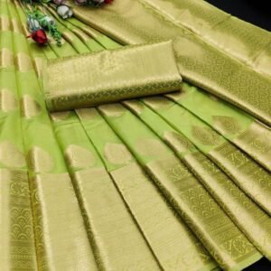 Greenyellow Color Soft Organza Silk Saree